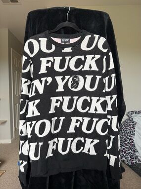 RIPNDIP Black & White 'F**K YOU' Graphic Sweater All Over Text Streetwear